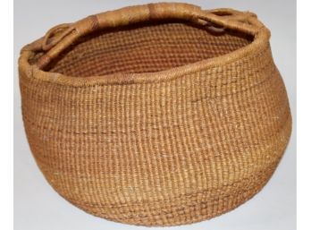 Large Hand Woven Colorful Handled Basket