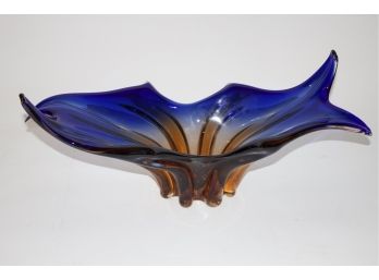 Abstract Art Glass Center Bowl Sculpture