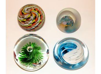 Lot Of Four Unique Art Glass Paperweights