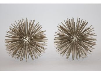 Pair Of Golden Sputnik Bertoia-Style Sculptures