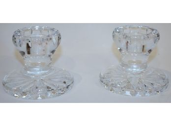 Pair Of Waterford Crystal Glass Candle Holders