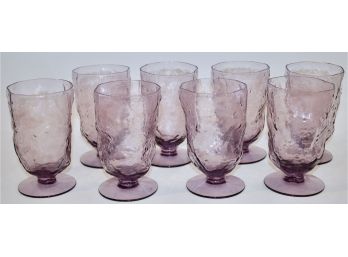 Set Of 8 Iceberg Form  Violet Colored Footed Water Glasses