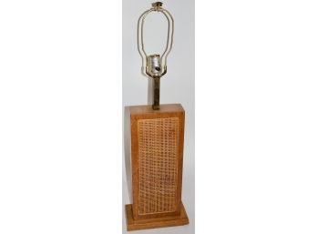 An MCM Cane & Teak Wood Table Lamp