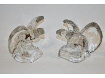 Pair Of Art Glass Eagle Bookends