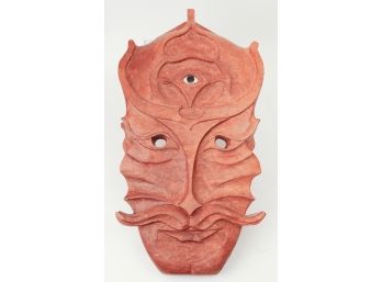 David Boyd Carved Wood Third Eye Mask Wall Sculpture, Large