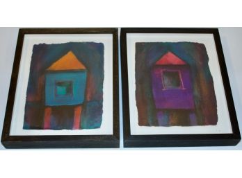 Two Original Brent Rogers 'Colorful Houses' Paintings