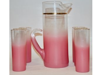 7pc Mid-Century Modern Ombre Glass Drink Set- Pitcher & Six Highball Glasses