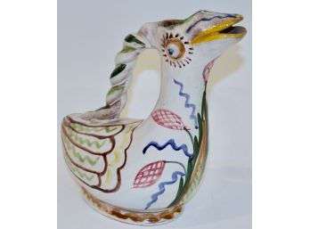 Vintage Hand Painted Ceramic Picasso-Style Bird Pitcher