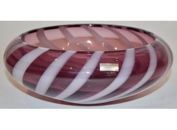 Evolution By Waterford Urban Safari 10' Art Glass Amethyst Striped Bowl