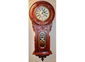 Large 20th Century Carved Wood Regulator Clock