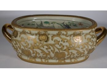 Chinese Gilt Porcelain Handled Foot Bath