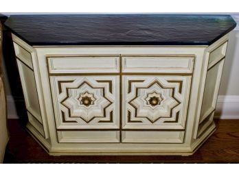 Hollywood Regency Painted Wood Starburst Motif Storage Cabinet
