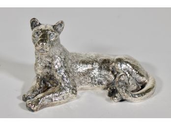 Sterling Silver Textured Panther Sculpture Paperweight