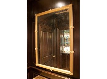 Gilt Reeded Frame Beveled Glass Wall Mirror With Acanthus Accents