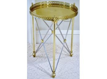 Brass & Aluminum Gueridon Side Table