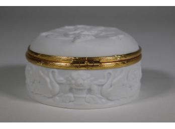 Limoges Hinge  Lidded Bisque Porcelain Trinket Box