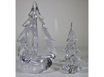 Two Glass Holiday Trees- Simon Pearce & Clichy, France