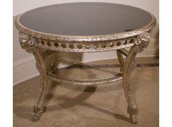Spectacular Silvered Wood & Granite Top Gueridon Center Hall Table