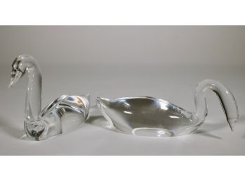 Two Steuben Crystal Swans