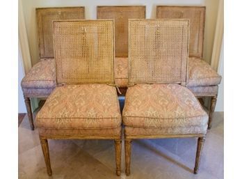 10 Nancy Corzine Gabriella Louis XVI Style Distressed Cane Back Chairs