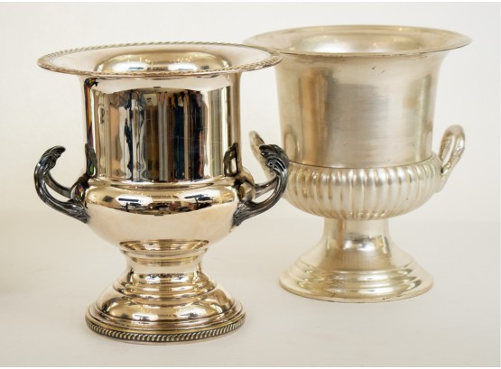 Two Silverplate Handled Champagne Ice Buckets