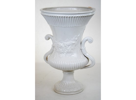 An Italian Neo Classical Glazed White Porcelain Urn