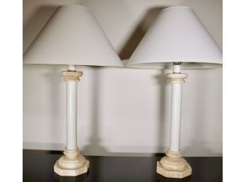 Pair Of Column Form Lamps