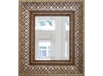 Modern Gilt Wood Lattice Motif Accent Mirror