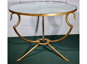 A Graceful Gueridon Form Gilt Iron Glasstop Table