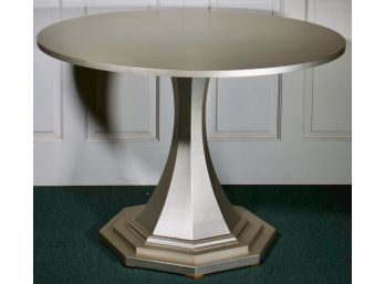 Atomic Age Modern Metallic Finish Pedestal Table By Century