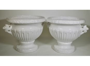 Pair Of Glazed Porcelain Planters