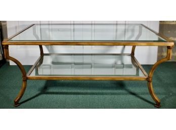 Annodized Brushed Iron Two-tier Coffee Table