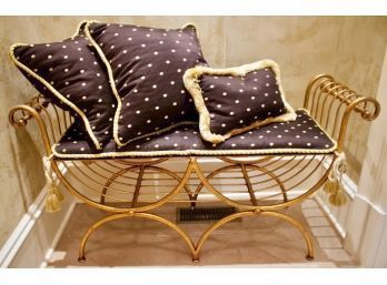 Gold Painted Iron Vanity Bench