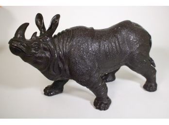 Patinated Metal Rhino Sculpture