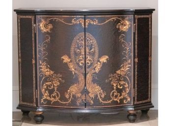 Shaped Front Gilt Incised Console Cabinet