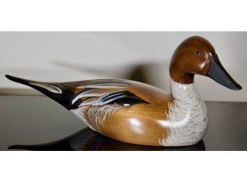 Hand Painted & Carved Pintail Drake Wooden Decoy By Shirley Paul 1987