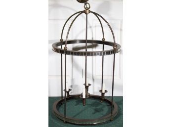 Large Bird Cage Pendant Hammered Metal Luminaire With Mirrored Surrounds