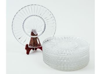 Ten (10) Clear & Frosted Glass Dessert Plates