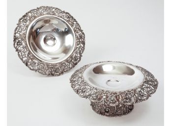 Pair Of Gorgeous Sterling Silver Reticulated Compotes