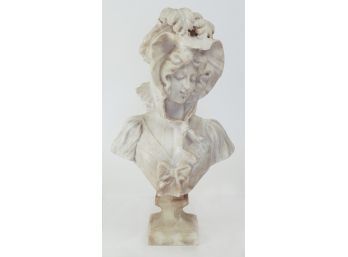 Carved Italian Marble Sculpture Of Victorian Woman