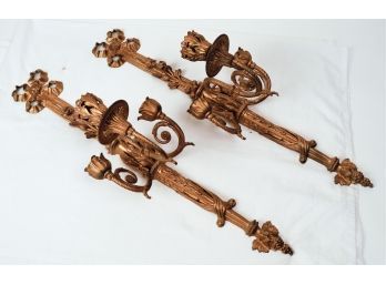 Pair Of Early 20th Century Cast Iron Wall Sconces