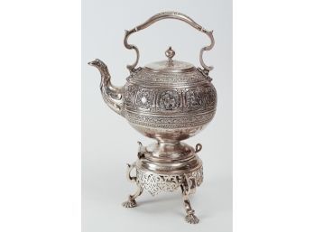 1867-1868 David Crichton Rait Sterling Silver Hot Water Kettle On Stand