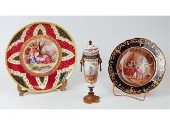 Three (3) Antique French & Royal Vienna Porcelain Items