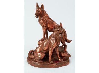 Sheeted Copper Sculpture Of German Shepards