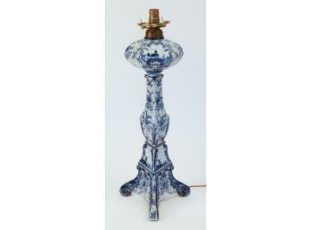 Large Delft Oil Lamp Converted To Elecrtic