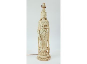 Molded Plaster Guan Yin Figural Table Lamp