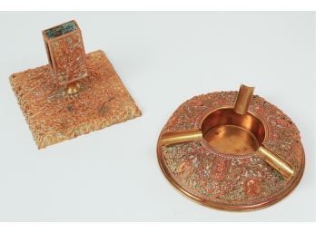 Pair Of Copper & Brass Smoking Accessories
