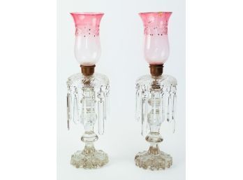 Pair Of Victorian Crystal Mantle Lustres