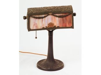 Antique Slag Glass Desk Lamp