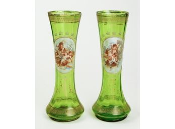 Pair Of Early 20th Century Bohemian Glass Vases